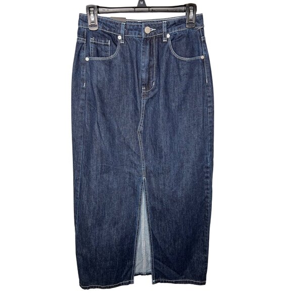 Blank NYC Womens High Waist Denim Dark Blue Maxi Skirt Size 26 - Picture 9 of 14